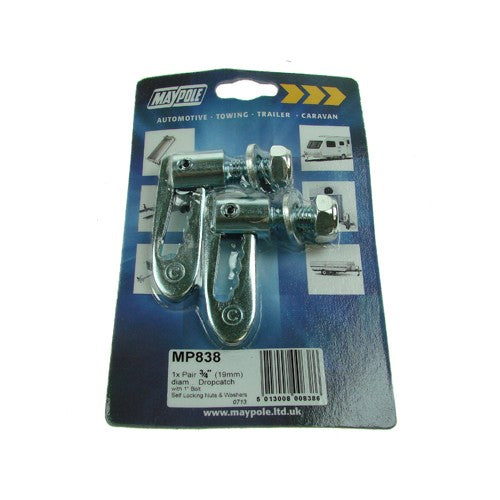 2x 19mm Drop Catch M12 X 24mm Thread With Washer & Nyloc Nut Dp